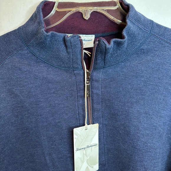 Tommy Bahama Men's Blue Reversible Zip-Up Sweater, Large, NWT - Picture 2 of 8